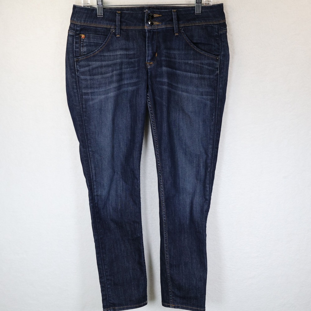 Hudson Collin Skinny Jeans Dark Wash Flap Pocket Low Rise Denim Womens Size 29